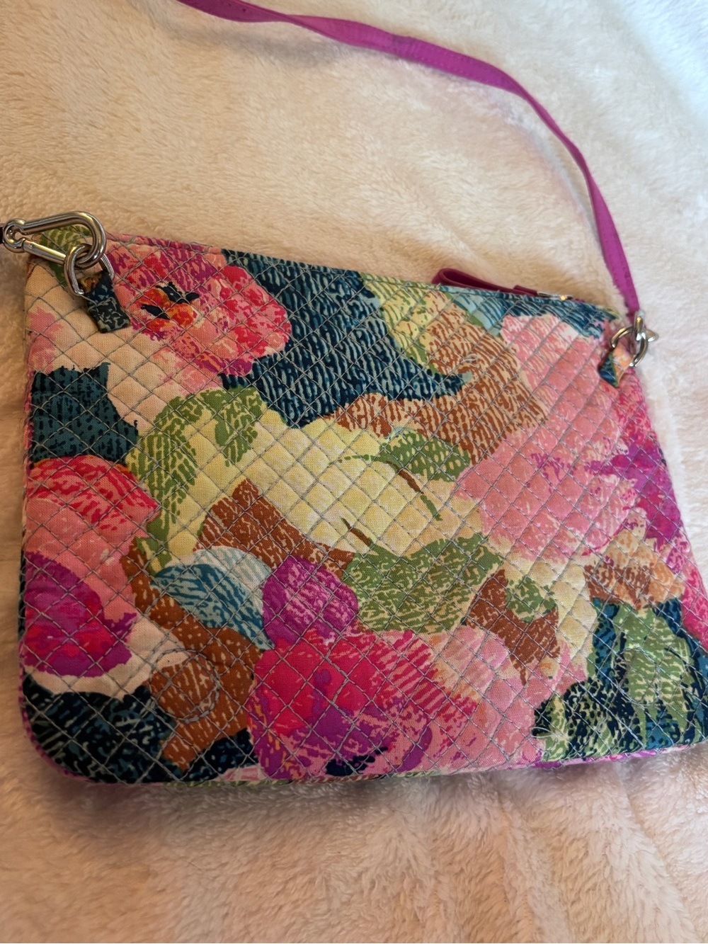 Vera Bradley RFID All In One Crossbody Wallet Floral Quilted Purse Pink - Picture 2 of 8